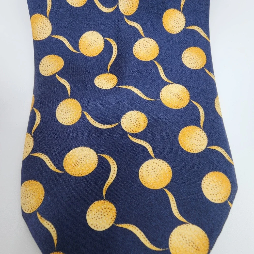 Italo Ferretti Tie 100% Silk Hand Made in‎ Italy Modern Big Polka Dot Blue Gold